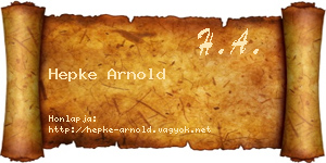 Hepke Arnold névjegykártya